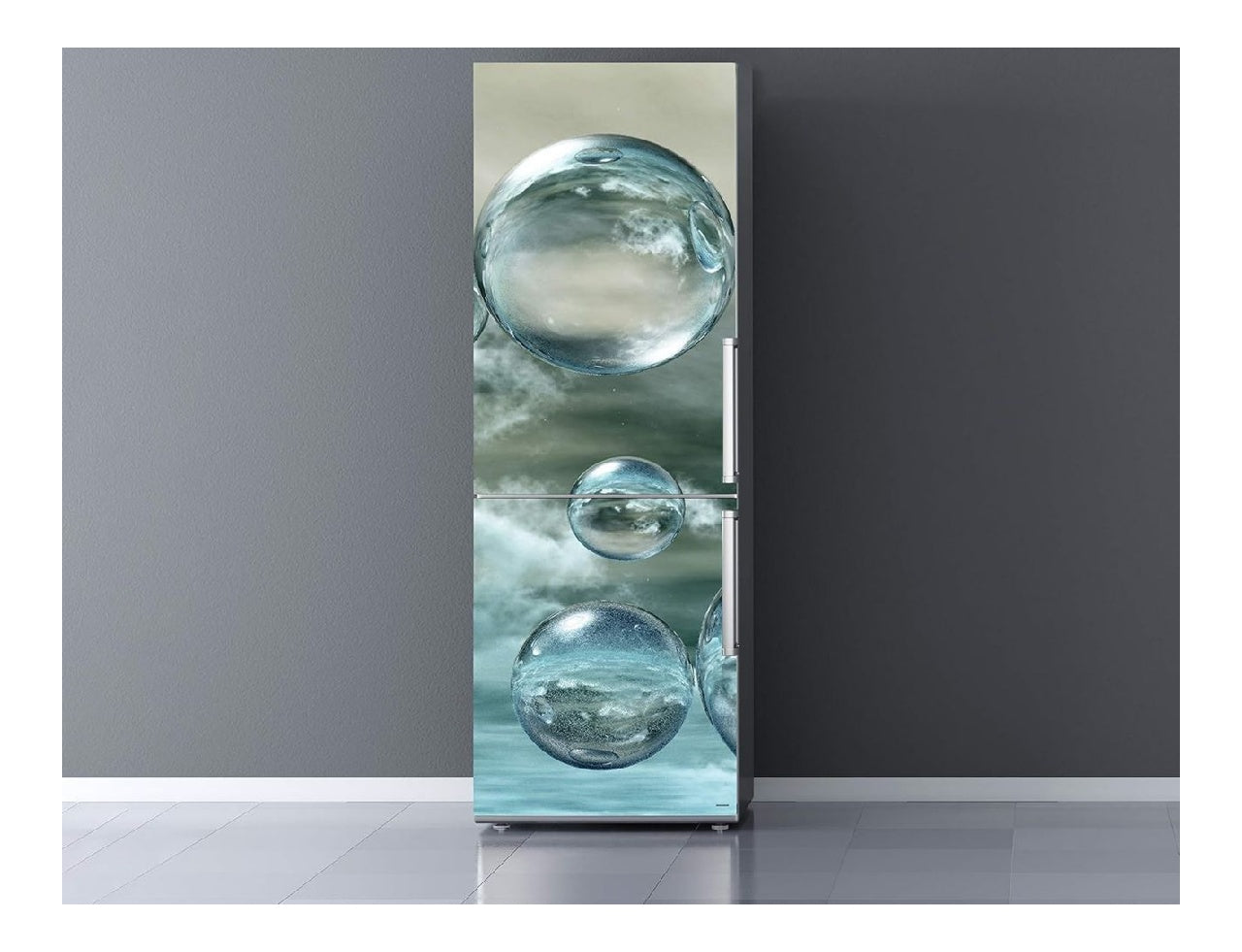 vinyle en Autocollants pour refrigerateur a bulles d'eau 185 x 60 cm adhesif resistant design elegant
