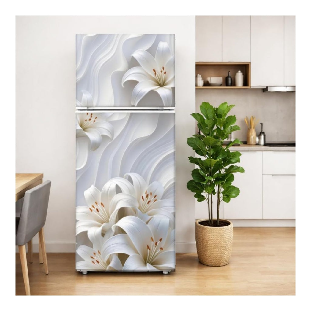 2pcs Revetement Amovible destine a Refrigerateur de Lys Autocollant Mural dans Vinyle destine a Porte de Refrigerateur/Congelateur Ideal pour la Decoration de Cuisine et du Bar 415x200cm