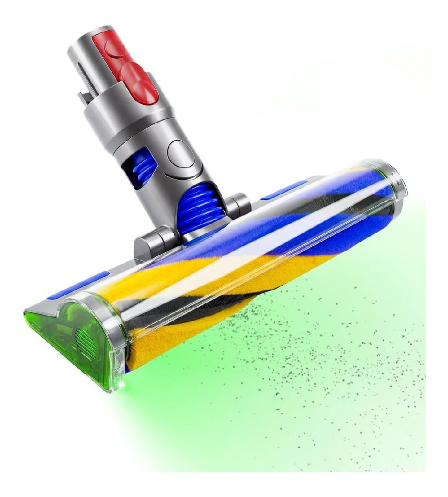 du nettoyage Tete V15 Fluffy Optic destine a V15 V11 V10 V8 V7 detection de une particules fines possedant lumiere verte accessoire a rouleaux dans mousse pour sols durs et en bois