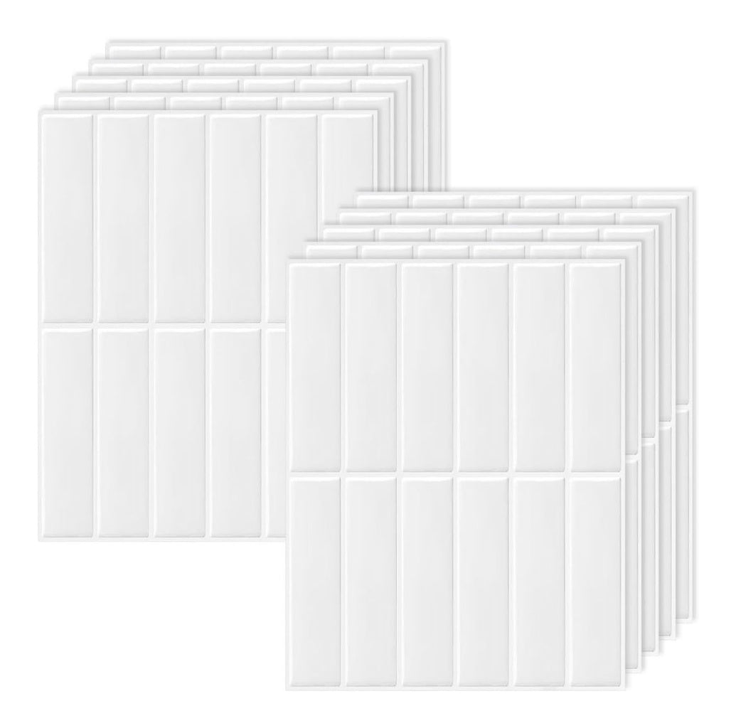 Credence 10 Pieces Adhesive destine a Cuisine AutoAdhesif Sticker 3D Dalle Adhesive Murale Impermeable pour Salle Bain Decoration Murale Decoration Interieure 229 x 29 cm Blanc