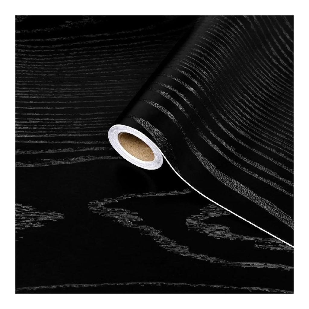 effet peint Papier bois Film vinyle autocollant a grain de bois noir papier contact amovible et impermeable destine a meubles plans de travail de cuisine appuis du fenetre comptoirs 40 x 500 cm